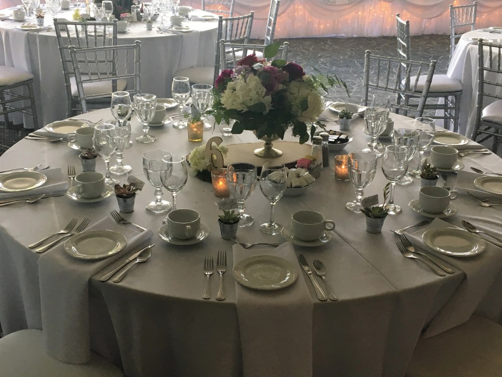 close up of banquet table